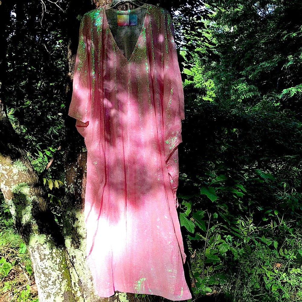 Bubblegum Pink Long Sequin Caftan Dress